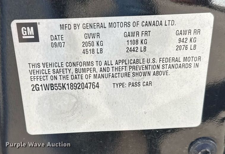 image for item EQ1075 2008 Chevrolet Impala 