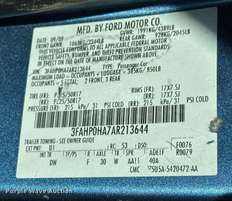 image for item EQ1077 2010 Ford Fusion 