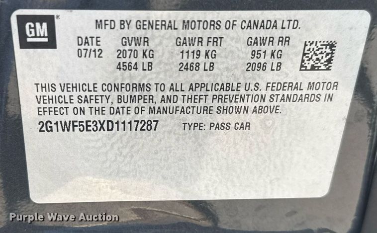 image for item EQ1078 2013 Chevrolet Impala 