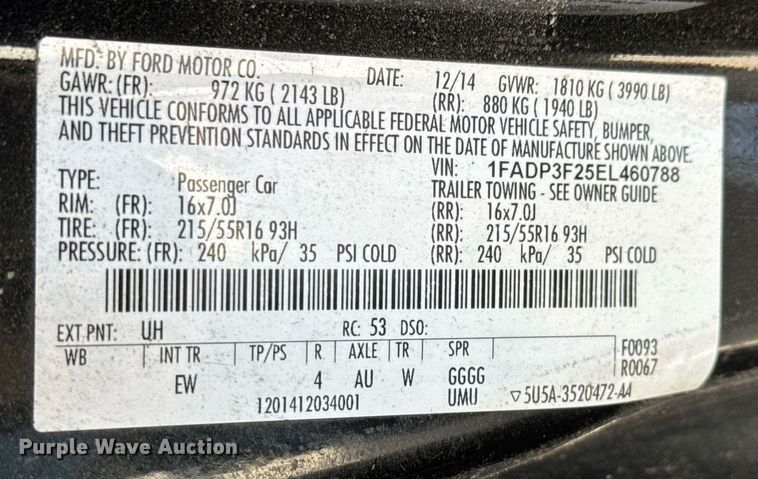 image for item EQ1080 2014 Ford Focus SE 