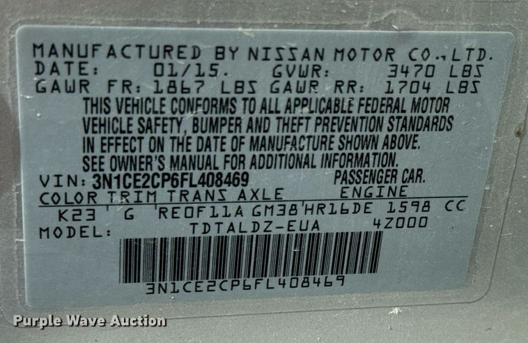 image for item EQ1085 2015 Nissan Versa Note 