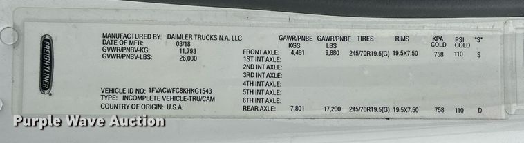 image for item ER4989 2019 Freightliner M2 paper shredder truck