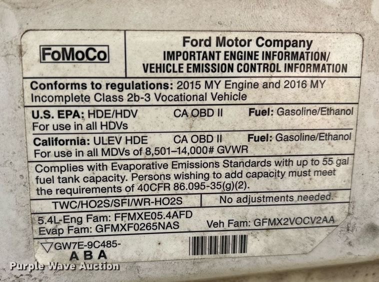 image for item EY9947 2016 Ford E350 Super Duty box truck