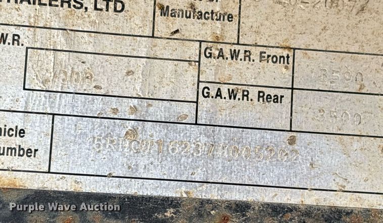 image for item EY9960 2007 CenTex utility trailer