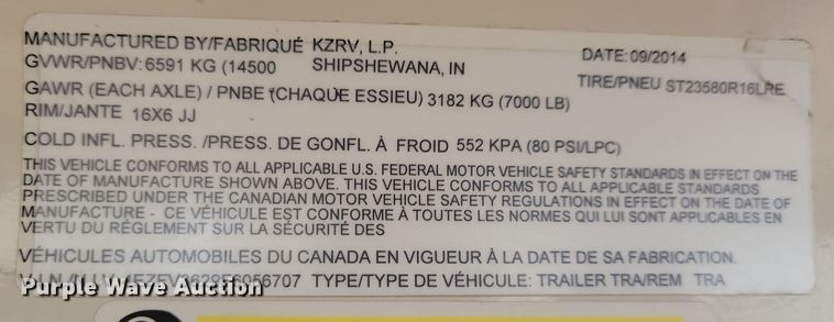 image for item NB9840 2015 KZ Durango Goldrush camper