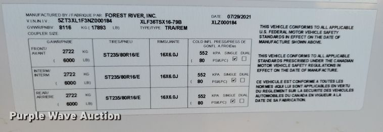 image for item NB9841 2022 Forest River XLR Boost 36TSX16 toy hauler camper