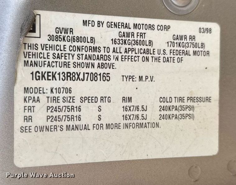 image for item NN9585 1999 GMC Yukon SUV