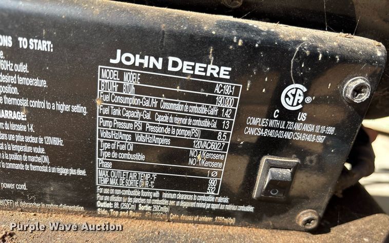 image for item OB9405 John Deere AC190 heater