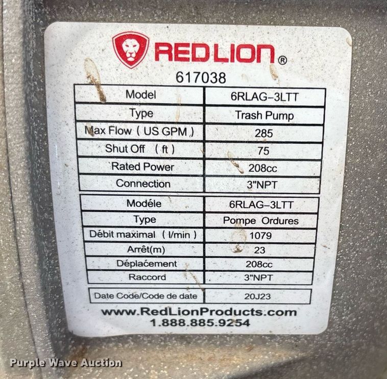 image for item OB9406 (2) Red Loin 6RLAG-3LTT trash pumps