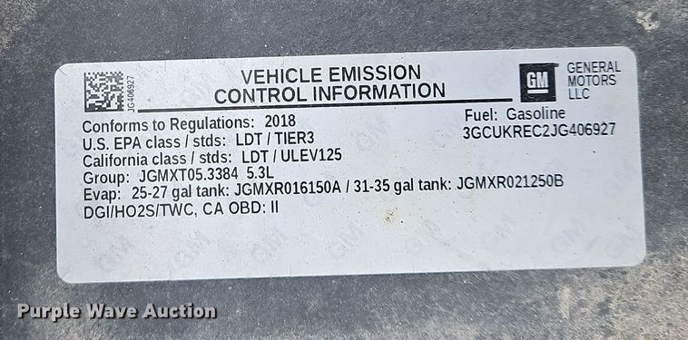 image for item OJ9923 2018 Chevrolet Silverado 1500 Crew Cab pickup truck