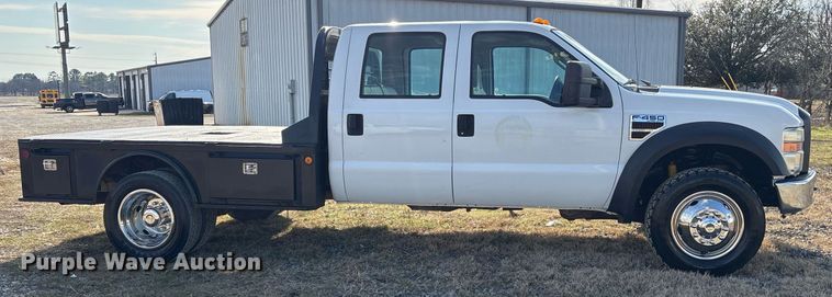 image for item OK9513 2008 Ford F450 Super Duty Crew Cab flatbed truck