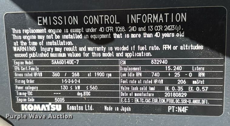 image for item DH8644 2015 Komatsu D155AX-8 dozer