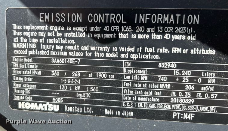 image for item DH8644 2015 Komatsu D155AX-8 dozer