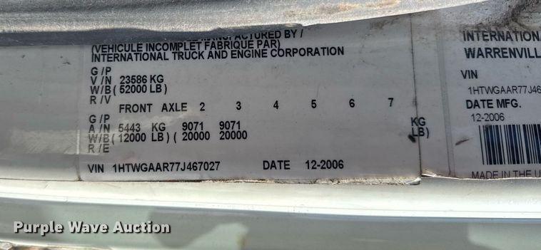 image for item DH9852 2007 International 7400 vacuum truck