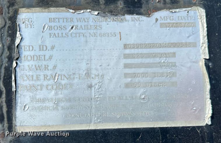 image for item DP8499 1989 Boss Trailer 828FGN flatbed trailer