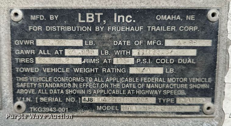 image for item DQ6629 1998 Fruehauf HAB-HE2-J1000 pneumatic dry bulk trailer