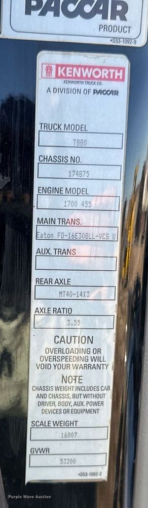 image for item DQ6672 2017 Kenworth T880 semi truck