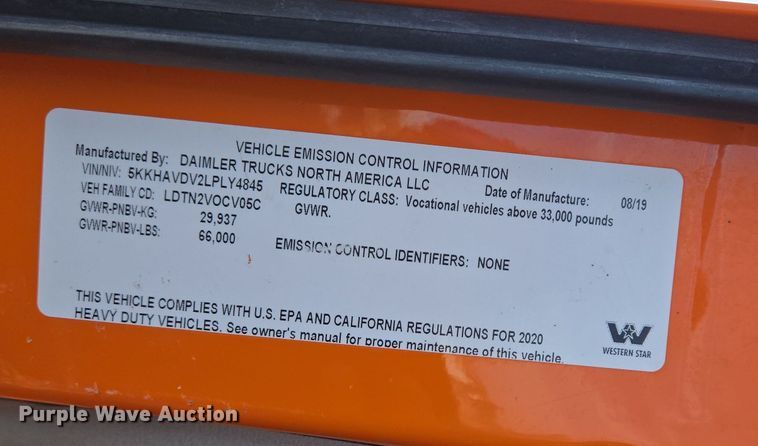 image for item DS5271 2020 Western Star 4700SF ready mix tuck cab and chassis