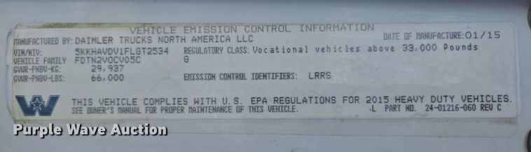 image for item DS5273 2015 Western Star 4700SF ready mix truck cab and chassis