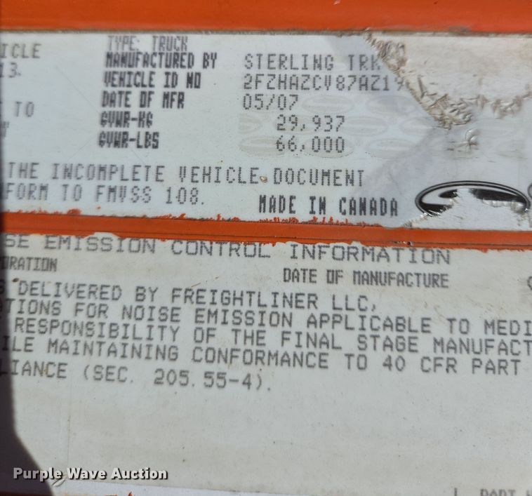 image for item DS5275 2007 Sterling L-Line ready mix truck