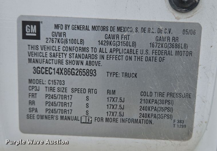 image for item DS5276 2006 Chevrolet Silverado 1500 pickup truck