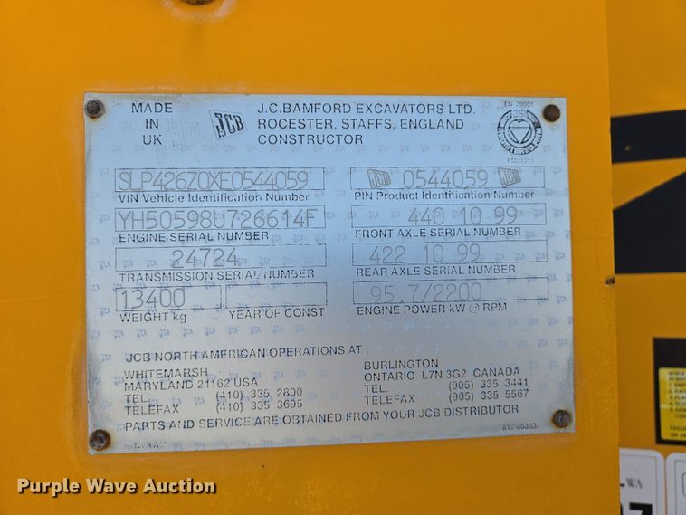 image for item DS5282 2000 JCB 426B ZX 