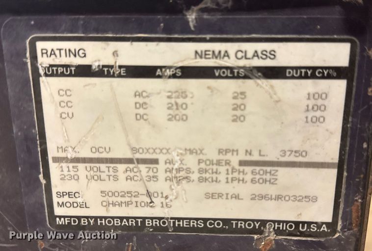 image for item DT0647 Hobart Champion 16 welder