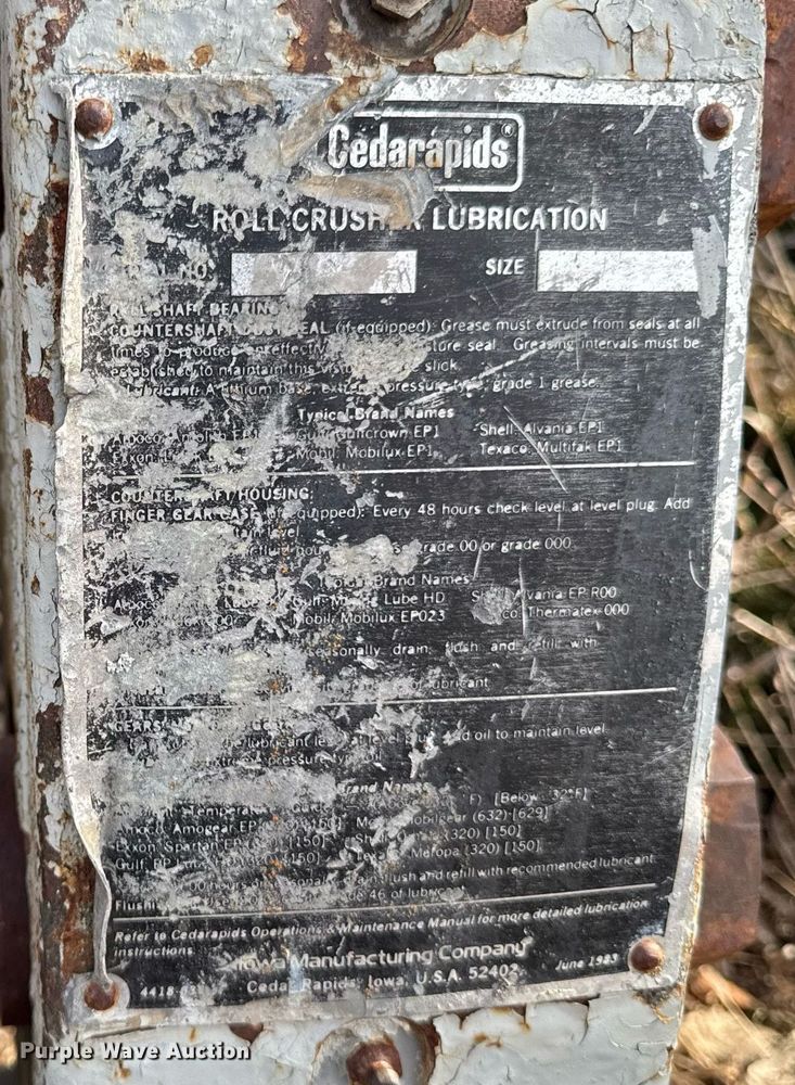 image for item DT0652 Cedarapids roll crusher