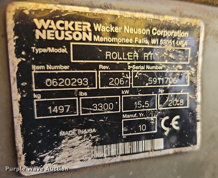 image for item DT7624 2010 Wacker Neuson Roller RT trench compactor