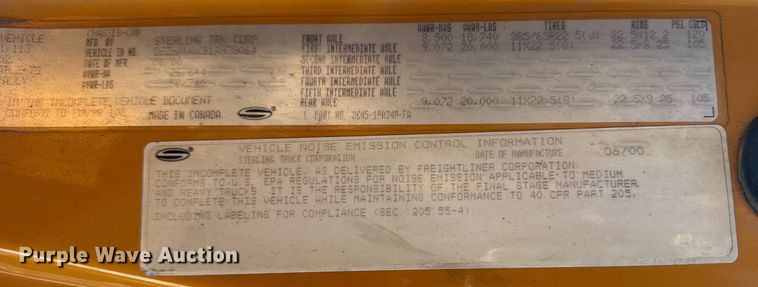 image for item DU3304 2001 Sterling dump truck