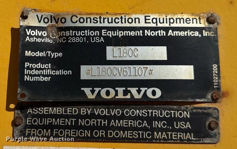 image for item DU3328 1999 Volvo L180C wheel loader