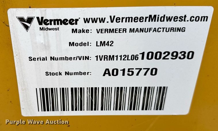 image for item DU3348 2006 Vermeer LM42 trencher