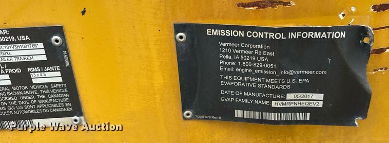 image for item DU3352 2017 Vermeer BC700XL wood chipper