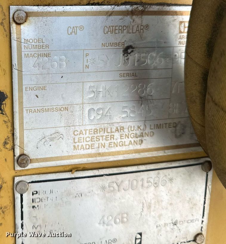 image for item DV0594 1994 Caterpillar 426B backhoe