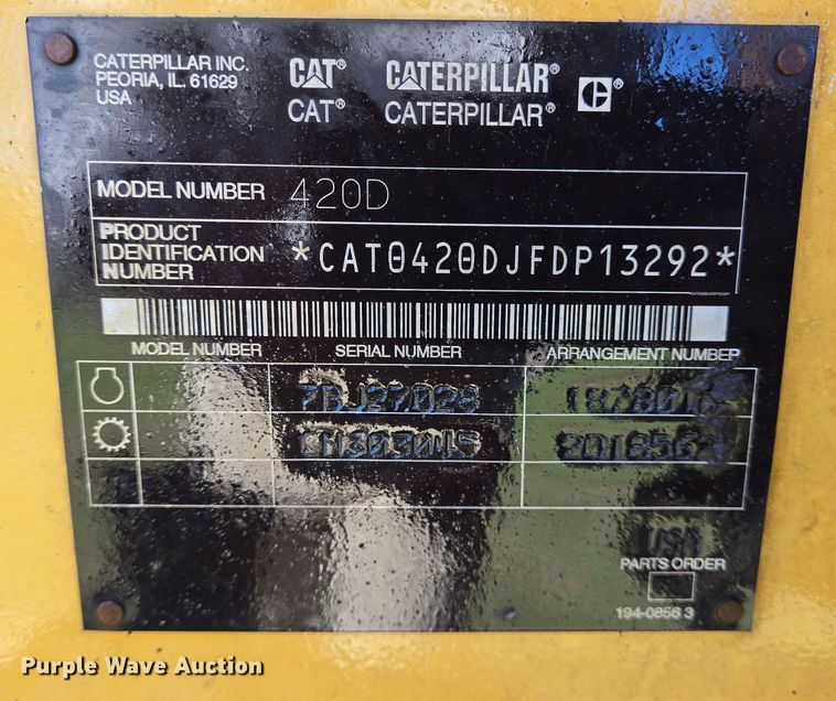 image for item DV1275 2003 Caterpillar 420D backhoe