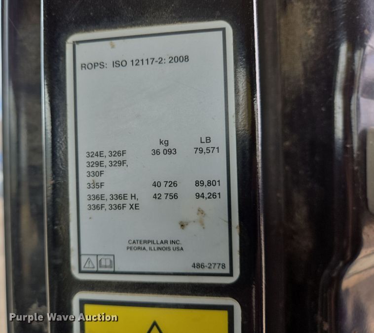 image for item DV1280 2016 Caterpillar 330F L excavator