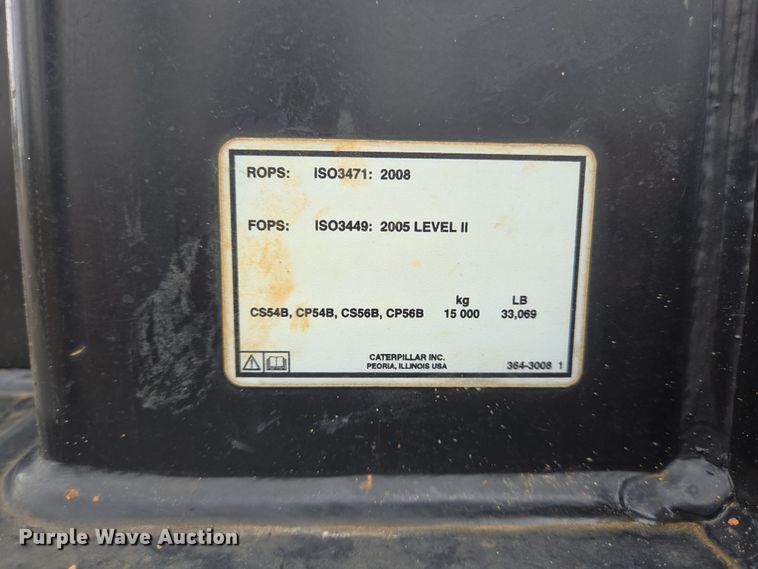 image for item DV1286 2016 Caterpillar CP56B single drum vibratory roller