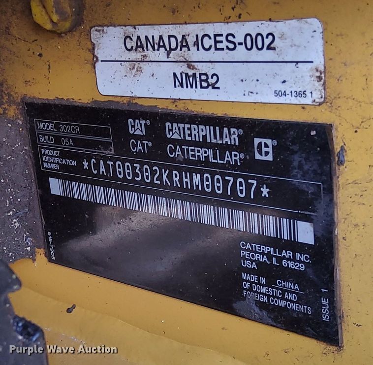 image for item DV6652 2019 Caterpillar 302CR mini excavator