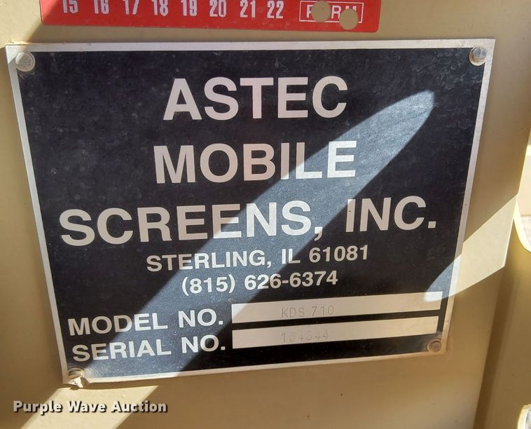 image for item DV6677 2016 Astec KDS 710 screening plant