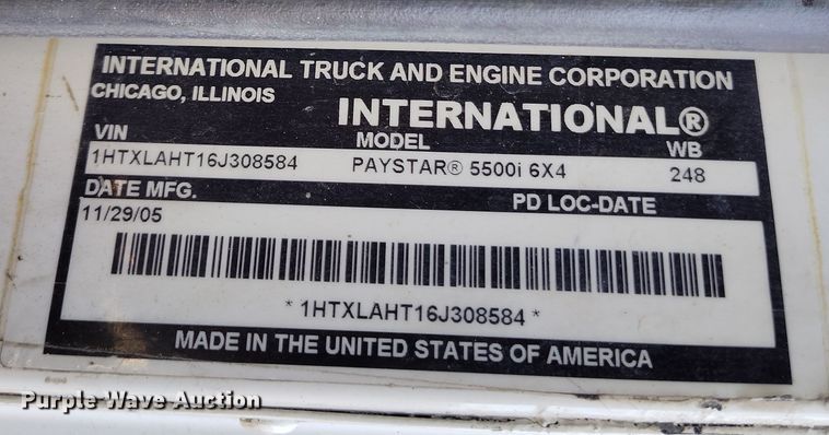 image for item DV6701 2006 International Paystar 5500i ready mix truck