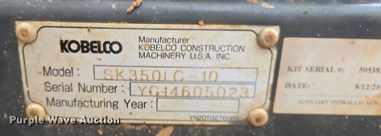 image for item DW1799 2019 Kobelco SK350LC-10 excavator
