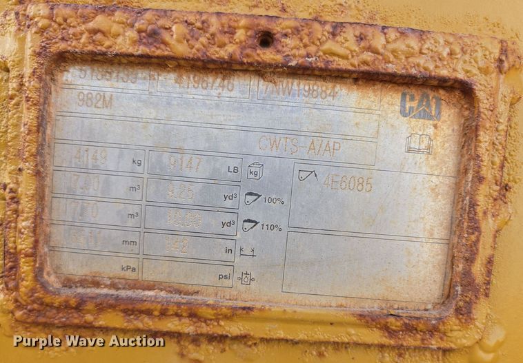 image for item DW1813 2022 Caterpillar 982 wheel loader