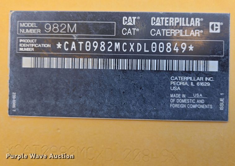 image for item DW1814 2021 Caterpillar 982M wheel loader