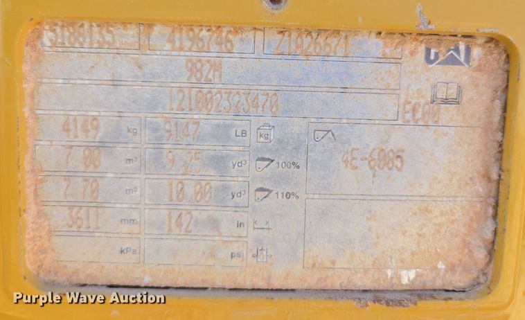 image for item DW1815 2022 Caterpillar 982 wheel loader