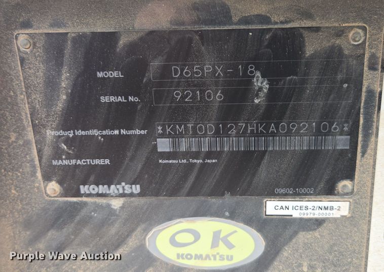 image for item DW1822 2019 Komatsu D65PX-18 dozer