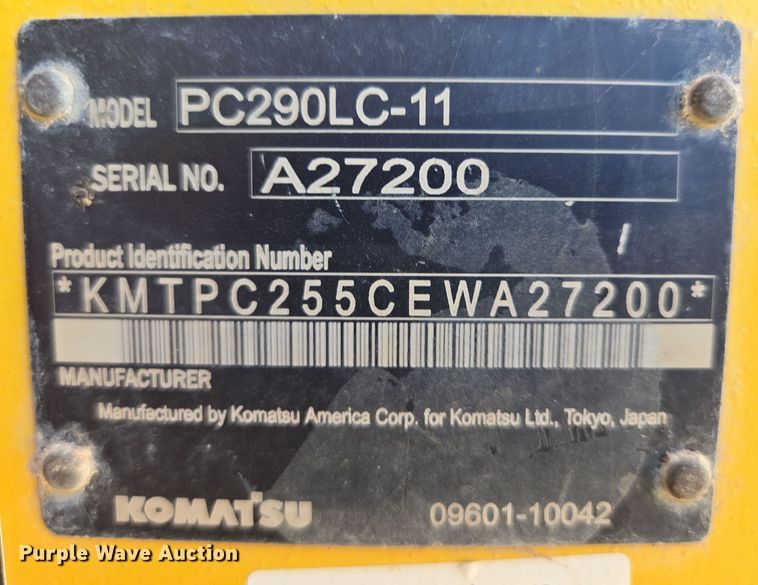 image for item DW1832 2016 Komatsu PC290LC-11 excavator