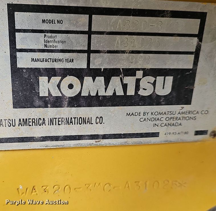 image for item DW3133 1999 Komatsu WA320-3MC wheel loader