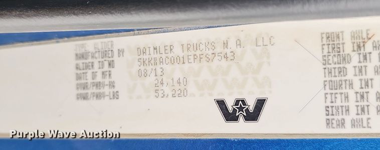 image for item DW3138 2014 Western Star 4900 EX glider kit dump truck