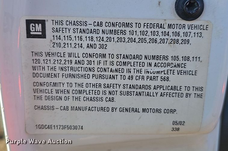 image for item DW3164 2003 GMC C4500 flatbed truck