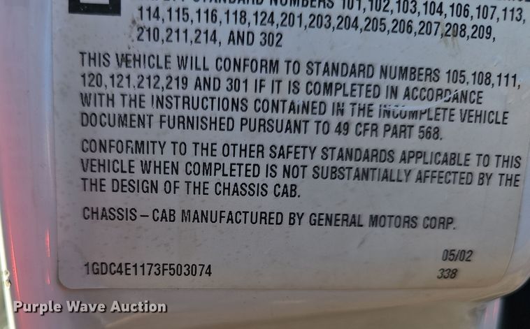 image for item DW3164 2003 GMC C4500 flatbed truck